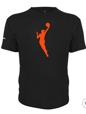 WNBA Graphic Tee with Orange Basketball Silhouette